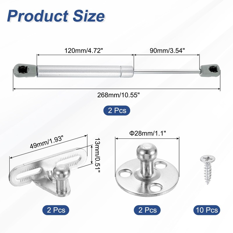 sourcing map 2Pcs Lid Support Hinge, 30N Gas Struts Soft