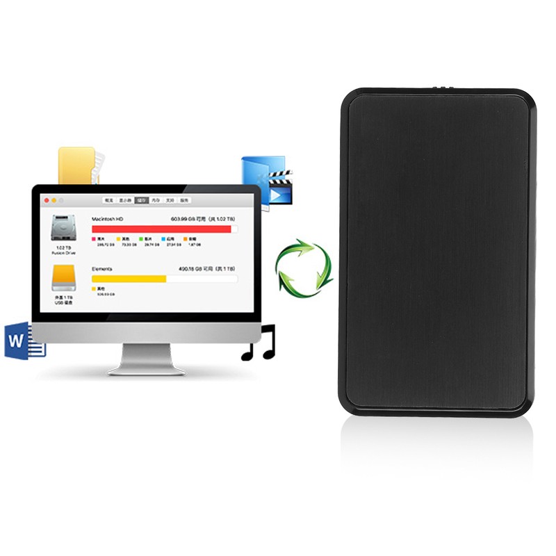 2.5in Hard Drive Enclosure USB3.0 Interface Portable External Hard Disc