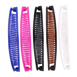 Healvian 10pcs Reusable Banana Shape Hair Comb for Women Girls Hair Grips Child Floral Clip Random Color