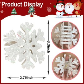 1 Pack White Snowflake Hair Claw Clips Winter Hair Clips for Thick or Thin Hairs Christmas Hair Accessories Strong Hold Large Hair Catch Clip Non Slip Acrylic Jaw Clips for Women Girl Party Decoration