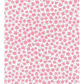 CRS Fur Fabrics 5056653809366 Bedruckter Polyester-Baumwollstoff – rosa Blumen auf Weiß, 1 m, 110 x 100 cm, Polybaumwolle, multi, 1Mtr 110cmx100cm