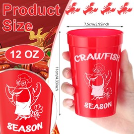 Honeydak 24 Pcs Crawfish Boil Cups 12 oz Disposable Plastic Lobster Cups Bulk Crawfish Boil Party Supplies Seafood Party Favors Lobster Feast Birthday Table Decorations, Red