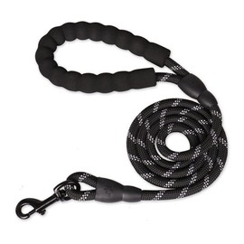 Retoo Reflective Dog Lead for Dogs 150 cm Dog Lead Adjustable Strong Training Lead Padded Handle Running Lead Black with Reflective Stripes