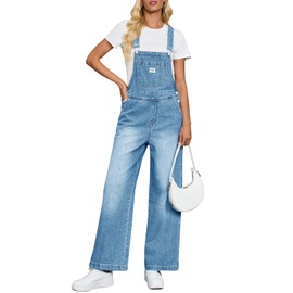Cicy Bell Women's Denim Bib Overalls Casual Adjustable Strap Wide Leg Jean Jumpsuits Loose Fit Long Rompers with Pockets