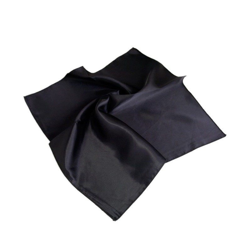 TrendsBlue Elegant Silk Feel Solid Color Satin Square Scarf, Black