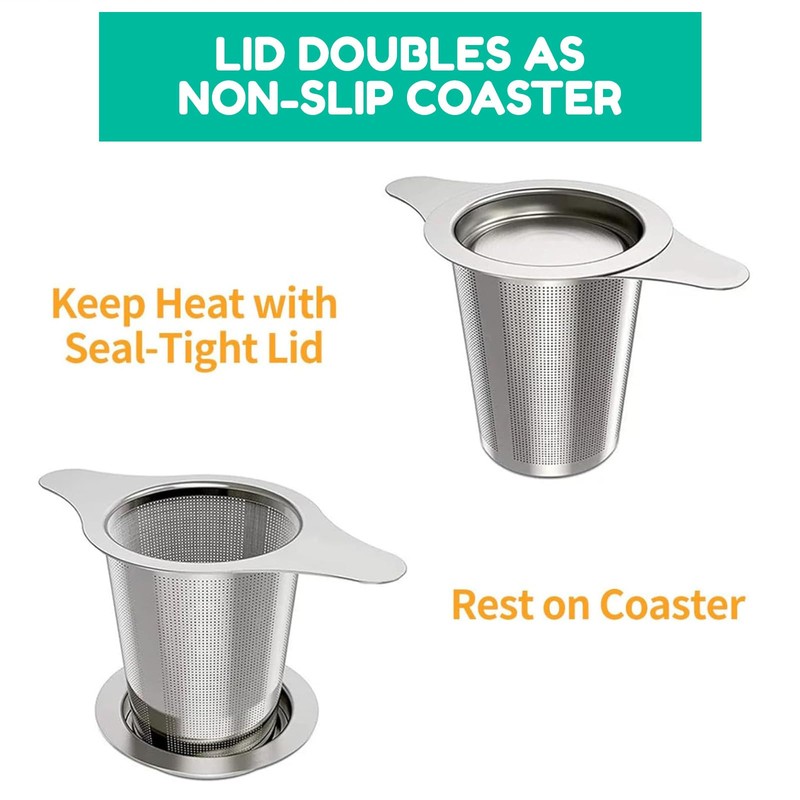 RIKONDA Universal Tea Infuser with Lid - Stainless Steel Loose