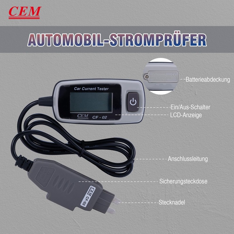 CEM CF-02 Car Blade Fuse Tester with LCD Display /