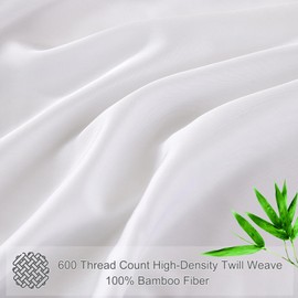 HCORA Pillow Cases Queen Size Set of 2-100% Viscose Derived from Bamboo - 600 Thread Count Cooling Pillowcases for Hot Sleepers & Night Sweats, Soft, Breathable, Envelope Closure (White,20"x30")