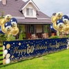 Navy Blue Gold 60th Birthday Banner, 18PCS Balloons, Outdoor Decor