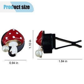 3PCS Mushroom Car Dashboard Air Vent Trim Clips, Refillable Vent Decoration Accessories, Car Air Conditioner Vent Diffuser, Cute Mushroom Car Air Freshener Clip for Women Men (Red)