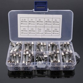 VEGET 6x30MM Fast-Blow Glass Fuses Assorted Kit 72pcs 9 Values 250V 0.5 1 2 3 5 10 15 20 30A Amp Tube Fuses with 10 PCS Fuses Seat Replacement Quick Blow Fuse for Car Truck Motorcycles SUV Boats