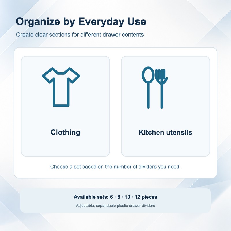Adjustable Clear Plastic Drawer Dividers, Expandable Organizers for Clothing and