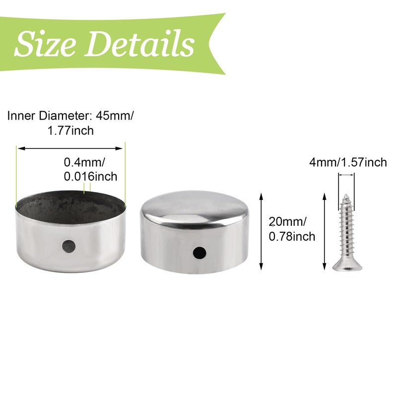 UFURMATE Handrail End Cap, 8PCS Stainless Steel Round Handrail End