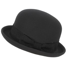 Eohak Wool Cloche Fedora Hat Church Hats for Women Men - Vintage Upturn Brim Bowler Hat Outdoor Fishing Hat, black