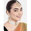 Aheli Kundan Pearl Choker Multi Layered Collar Pendientes con Maang