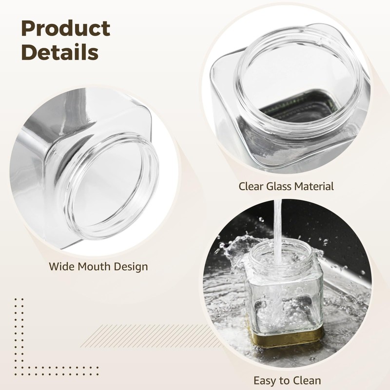 DORMIYA 3 Pcs Glass Storage Jars with Lids, Kitchen Canister