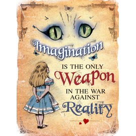 Alice In wonderland Metal Sign Imagination RETRO METAL TIN WALL ART NOVELTY GIFT (8" x 6" (200mm x 150mm))