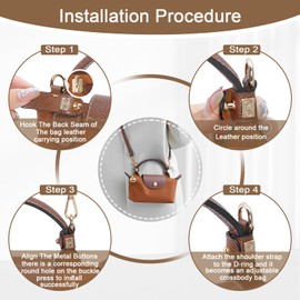 DOIAPUOS Crossbody Strap Replacement for Longchamp Mini Bag Adjustable Leather Shoulder Strap Conversion Kit (Length:94-114CM,Brown)