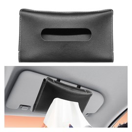 Car Visor Tissue Holder - Leather Tissue Box Holders Car Mask Dispenser - Hanging Car Napkin Holder Auto Tissues Dispenser - Rectangular Mask Holders Sun Visor Accessory for Vehicles (Black)