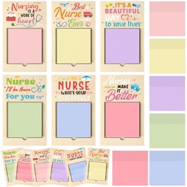 Fullhawl 6 Pcs Nurse Sticky Note Holder Nurse Gifts Bulk School Nurse Appreciation Gifts Nurses Week Gifts Bulk 6 Pcs Colorful Self Stick Note Pad for Nurse Doctor Teachers Students Women Men