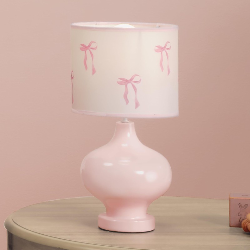 Lambs & Ivy Coquette Floral Aesthetic Pink Bows Lamp with