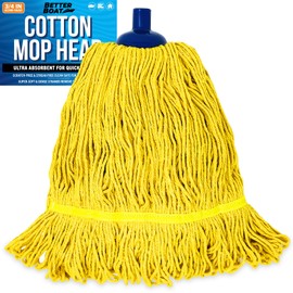 Screw On Cotton Mop Head Replacement Refill, Heavy Duty String Mop Head for Boat, Deck, Floor, Home, Car, and RV Cleaning, Durable and Absorbent Design