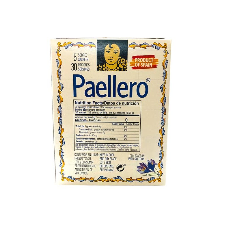 Paellero Carmencita. 6 boxes, 30 envelopes total