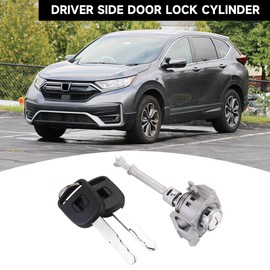 Yollky Front Door Lock Cylinder Set with Keys for Honda CRV 2012-2016 | 2 Keys, Silver Tone | Left Driver Side Door Lock Cylinder Replaces 72185-T0A-A01