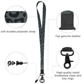 Yiflin Cool Neck Lanyard, Cute Keychain Holder for Women Men, Comfortable Long Strap with 2 Rings