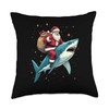 Santa Claus Riding Shark Men Boys Funny Christmas Shark Throw
