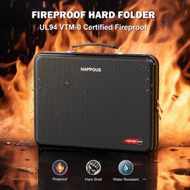 HAPPOUS Fireproof Document Organizer, Expanding File Organizer with 13 Pockets, Portable Fireproof Document Box Hard-Shell Document Organizer Storage for Documents Laptop Passports Cards Black