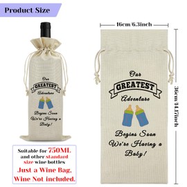 Funny Pregnancy Announcement Gift for Husband Wine Bag Baby Announcement Gift Baby Reveal Gift for Parents Grandparents Pregnant Reveal Gifts for Mother Father Reusable Drawstring Wine Wrapping Bags