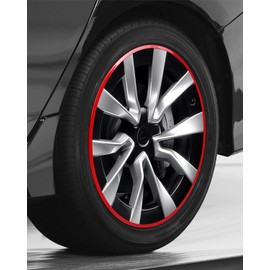 PARTS4EV Metal Wheel Rim Protector - Strips for Curb Rash Prevention - Set of 4 (Red, 22'')
