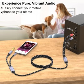 3.5mm to RCA, 1/4 TRS to Dual RCA Cable, 2-in-1 Audio Cable, Gold-Plated HiFi Sound Headphone Jack Auxiliary Cord 1/8 6.35mm Adapter Stereo Y Splitter for Phone Speaker MP3 Tablet HDTV 6.6FT