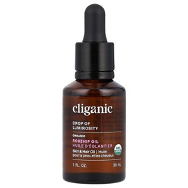 Cliganic 100% Pure Organic Rosehip Oil, Cold-Pressed & Unrefined, Natural Face, Skin & Hair Moisturizer for Anti-Aging, Scars & Hydration, 1 fl oz