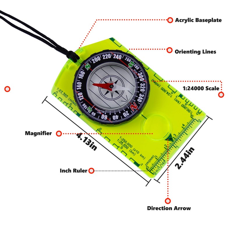 Abvsdu 2 Pieces Orienteering Compass, Superior Hiking Survival Compass for