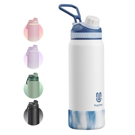 magcheer 32oz Insulated Water Bottle with Straw | Double-Wall Vacuum Stainless Steel, Wide Mouth Design, Leak-Proof Reusable Bottle for Gym, Sports & Daily Hydration -White