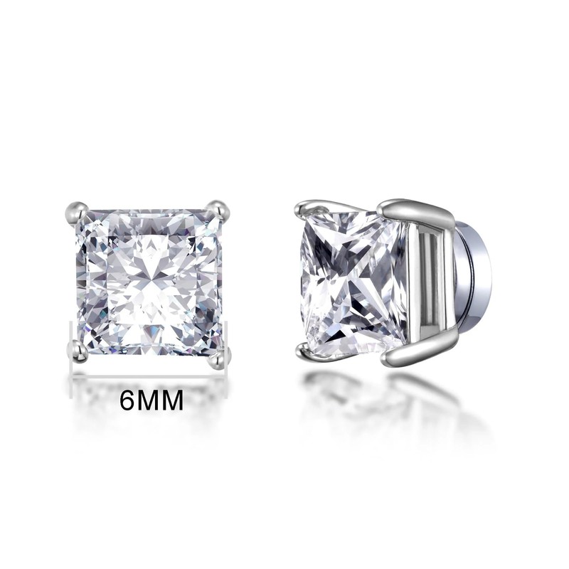 Philip Jones Men's Silver Plated Square Magnetic Clip On Stud