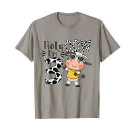 Cute 3rd Cow Farm Animals Bday Holy Cow I'm 3 Birthday Boy T-Shirt