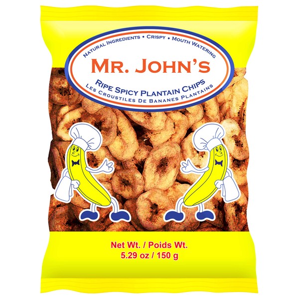 MR. JOHN'S Spicy Ripe Plantain Chips, 5.29 oz (Pack of 25)