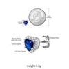Silver Sapphire Stud Earrings for Women Cute Heart Studs September