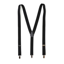 Y & TAILOR Suspenders Alsindo Plain 3 colors Width 30 mm Made in Japan Y-type with synthetic leather, Black