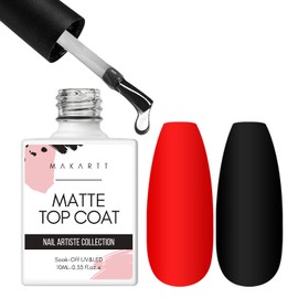 Makartt No Wipe Matte Top Coat, Gel Nails, Matte Gel Polish, UV LED Gel Nail Polish, UV Matte Gel for Acrylic Nails, Gel Top Matte Finish Matte Sealer Gel Nails