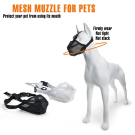 Dog Muzzle with Adjustable Strap Air Mesh Muzzle for Small Medium Large Dogs Breathable Soft Muzzle Anti Biting Barking Chewing Licking Allows Panting Drinking (Black L-Snout:10¼"-12¼")