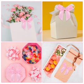 50PCS Mini Pink Ribbon Bows Cute Soft Small Bows 2" Pink Bow Decor Self Adhesive Satin Pink Cheer Bows for Flowers Bakery Wrapping Christmas Wedding Birthday Party Decoration