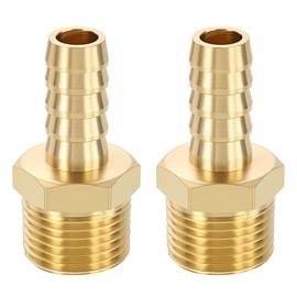 METALLIXITY 2pcs Brass Hose Barb to NPT Male Adapter 3/8" Barb x 3/8" NPT Male for Automotive, Motorcycle, Marine, Truck, RV Fuel Systems