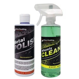DURA-COATING TECHNOLOGY, Blue Premium Metal Polish - Perfect for Aluminum Wheels, Diamond Plate, Stainless Steel, Copper, Brass, & Nickel - 16oz Polish + 16oz Wheely Clean (Wheel and Tire Cleaner)