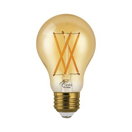 Euri Lighting VA19-3020ea, Dimmable LED A19, 7W (40W Equal), Warm White (2200K), 600lm, 80 CRI, 320° Beam, E26, 120V, Amber Glass, Wet Rated, UL, Energy Star, 3YR, 15K HR WTY, One Count