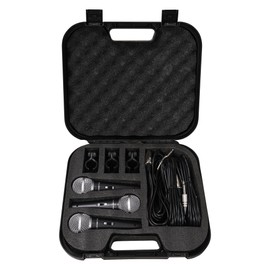 Sound Town 3-piece Professional Handheld Dynamic Microphone Kit with Carry Case, Mic Clips, 26ft XLR to 1/4" Audio Cables (STMICKT3)