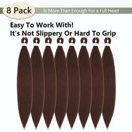 Braiding Hair Pre Stretched 26 Inch 8 Packs Long Braiding Hair Extension Pre Stretched Braiding Hair Professional Synthetic Hair For Braiding Crochet Twist Braids Soft Yaki Texture(26",#30-8P)